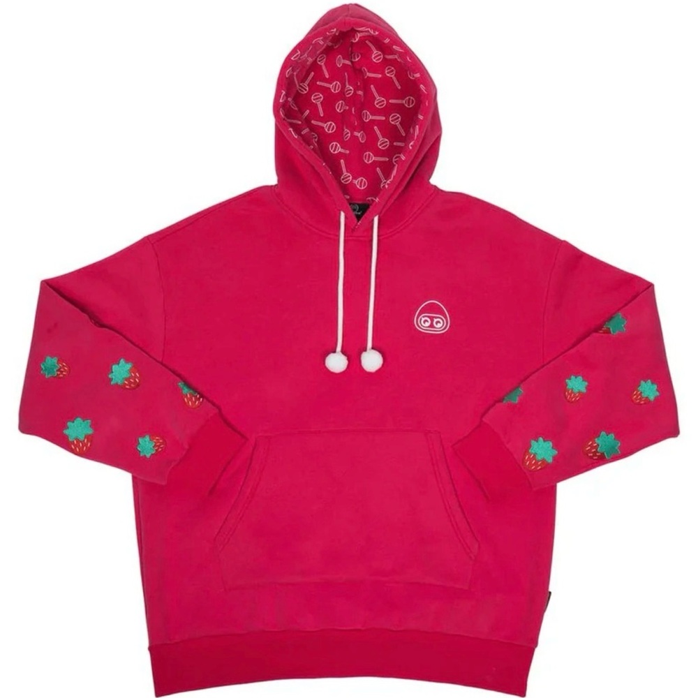 AUTHENTIC COOKIE RUN x JUNIPERCREATES RED STRAWBERRY HOODIE • EUC • RARE • HTF